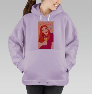 Рыжеволосая девушка с мороженым в вафельном рожке, Hoodie Oversize Fiolet