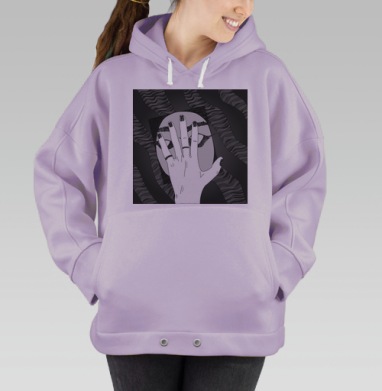 Рука закрывающая лицо эмоциональная драма внутренней борьбы, Hoodie Oversize Fiolet