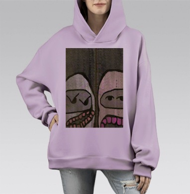 Саркастический спор двух персонажей с иронией сцены, Hoodie Mono Fiolet, оверсайз, утепленная