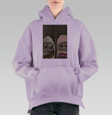 Саркастический спор двух персонажей с иронией сцены, Hoodie Oversize Fiolet, утепленная