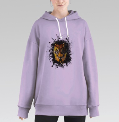 Сила тигра мощь дикой природы, Hoodie Long Oversize Fiolet