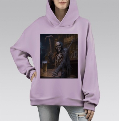 Скелет Отдыхает После Тяжелого Трудового, Hoodie Mono Fiolet, оверсайз, утепленная