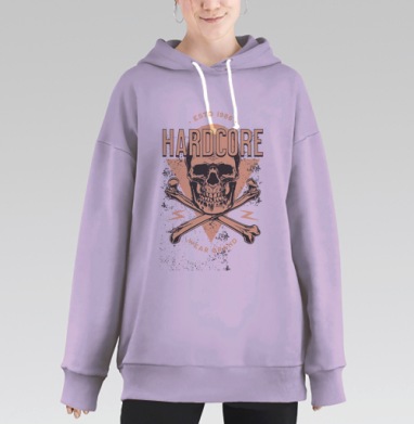 Скелет хардкор череп кости навсегда, Hoodie Long Oversize Fiolet