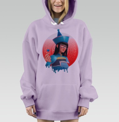 Современная девушка с сердцем в синем костюме в синем костюме, Hoodie Mjhigh Dig Mel, Fiolet, утепленная