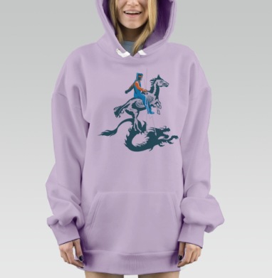Современный всадник на скелете с тенью дракона на фоне, Hoodie Mjhigh Dig Mel, Fiolet, утепленная