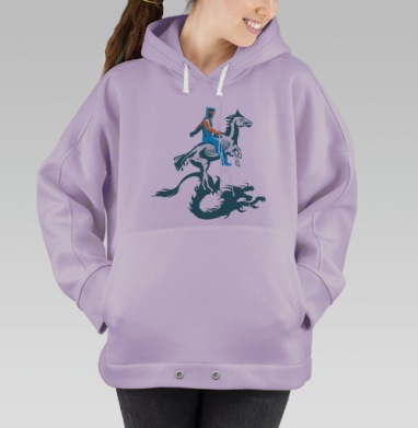 Современный всадник на скелете с тенью дракона на фоне, Hoodie Oversize Fiolet