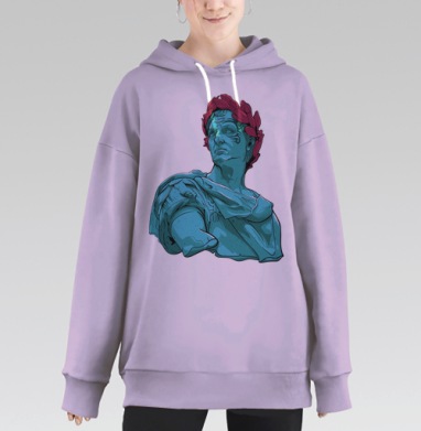Статуя в бирюзовом цвете и бордовом венке для стильной одежды, Hoodie Long Oversize Fiolet