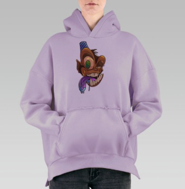 Сумасшедшее лицо с ярким языком оживленное настроение, Hoodie Oversize Fiolet, утепленная
