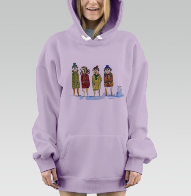 Сурикаты в зимней одежде на снегу, Hoodie Mjhigh Dig Mel, Fiolet, утепленная