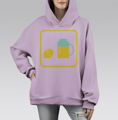 Свежий лимон и кувшин с лимонадом для отдыха, Hoodie Mono Fiolet, оверсайз, утепленная