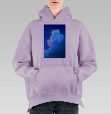 Свобода Небесное Облако Летящие Птицы, Hoodie Oversize Fiolet, утепленная
