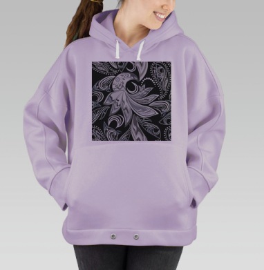 Свободная серая птица летит парит в облаках, Hoodie Oversize Fiolet