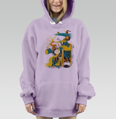 Сюрреалистичный коллаж с птичьим существом в желтом кресле Somebody Call Me a Taxi, Hoodie Mjhigh Dig Mel, Fiolet, утепленная