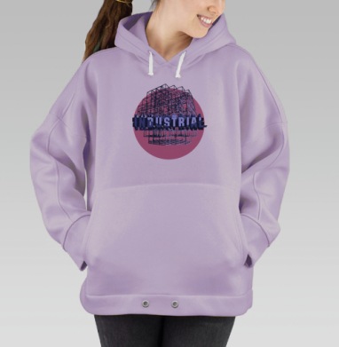 Темно-синяя индустриальная конструкция на розовом фоне, Hoodie Oversize Fiolet