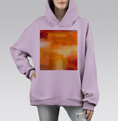 Теплое Слияние Красных Оранжевых Оттенков, Hoodie Mono Fiolet, оверсайз, утепленная