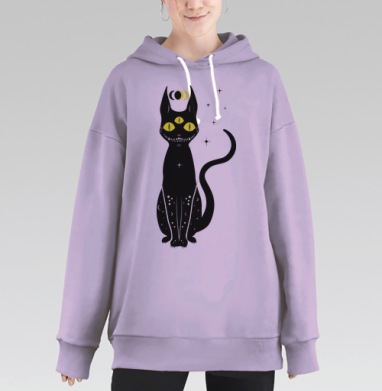 Трехглазый черный кот магия и волшебство всех времен, Hoodie Long Oversize Fiolet