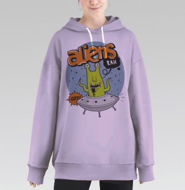 Ufo, Hoodie Long Oversize Fiolet