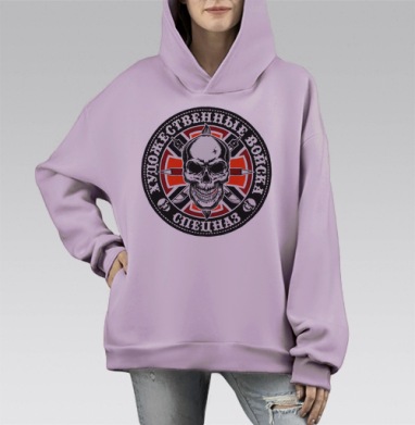 Улыбающийся череп красный черный Спецназ, Hoodie Mono Fiolet, оверсайз, утепленная