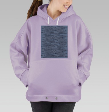 Узор мягкие перья в спокойных синих тонах, Hoodie Oversize Fiolet
