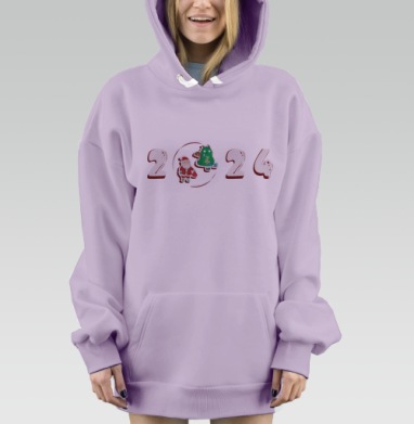 Веселый Санта и дракон хоккеисты 2024, Hoodie Mjhigh Dig Mel, Fiolet, утепленная