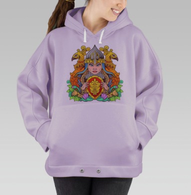 Воительница с щитом и птицами Сила защиты щита, Hoodie Oversize Fiolet