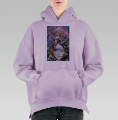 Возрождение природы в мистическом цветочном мире, Hoodie Oversize Fiolet, утепленная