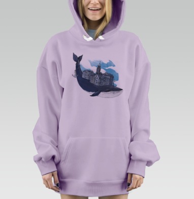 Whale city, Hoodie Mjhigh Dig Mel, Fiolet, утепленная