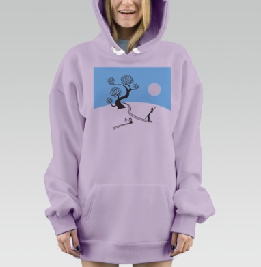 Winter ninja and little rabbit, Hoodie Mjhigh Dig Mel, Fiolet, утепленная