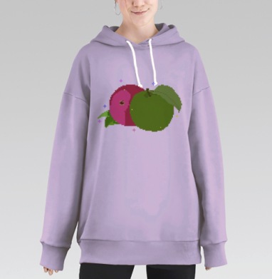Яблоко Красное Зеленое Цифровое Искрящееся, Hoodie Long Oversize Fiolet