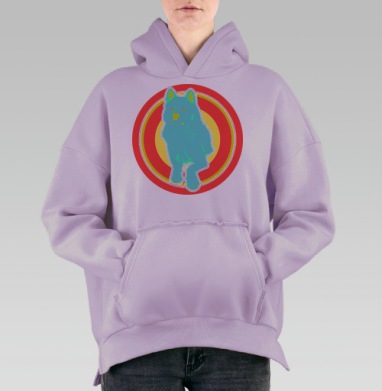 Яркая Контрастная Собака В Стиле Поп Арт, Hoodie Oversize Fiolet, утепленная