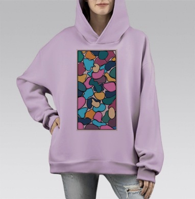 Яркие абстрактные цветные пятна создают динамичную композицию, Hoodie Mono Fiolet, оверсайз, утепленная
