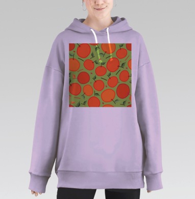 Яркие сочные мандарины с зеленой листвой на фоне, Hoodie Long Oversize Fiolet