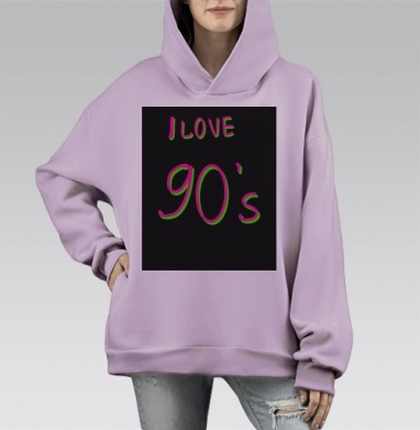 Яркое выражение любви к стилю 90-х в неоновом исполнении, Hoodie Mono Fiolet, оверсайз, утепленная
