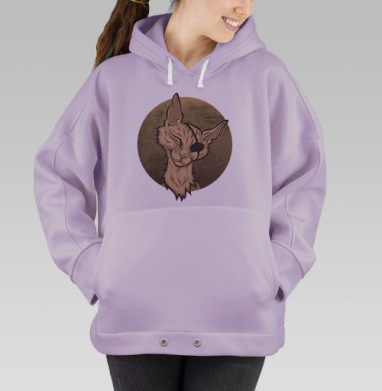 Юмористическая винтажная стилизованная иллюстрация портрет кота пирата, Hoodie Oversize Fiolet