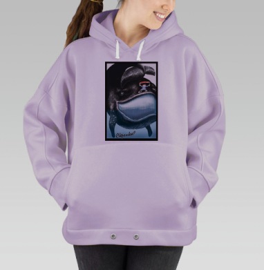 Защита китов с детским посланием Стоп за спасение китов, Hoodie Oversize Fiolet
