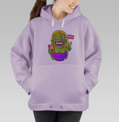 Зеленая женщина фотоселфи популярность лайков, Hoodie Oversize Fiolet
