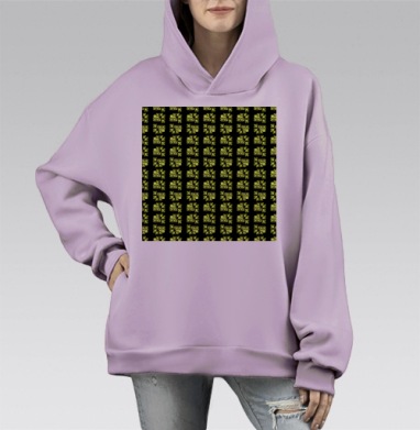Зеленые листочки свежая натуральная флора текстильный, Hoodie Mono Fiolet, оверсайз, утепленная