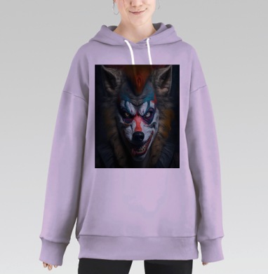 Злобный волк клоун грим смех темная сторона, Hoodie Long Oversize Fiolet