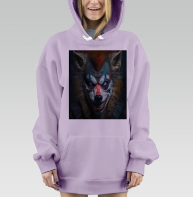 Злобный волк клоун грим смех темная сторона, Hoodie Mjhigh Dig Mel, Fiolet, утепленная