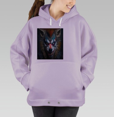 Злобный волк клоун грим смех темная сторона, Hoodie Oversize Fiolet