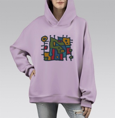 Змей охраняет золотой слиток на тёмно зелёном фоне, Hoodie Mono Fiolet, оверсайз, утепленная