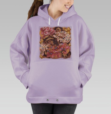 Змея Среди Сладких Пончиков на фоне, Hoodie Oversize Fiolet