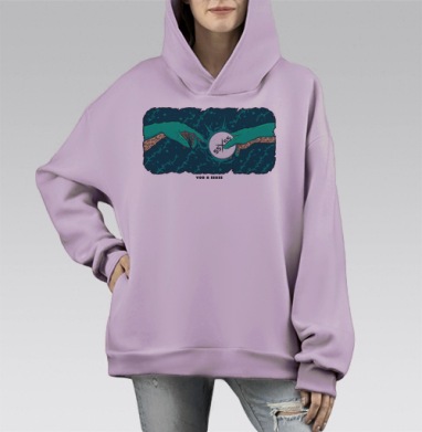 55х55 в море, Hoodie Mono Fiolet, оверсайз, утепленная