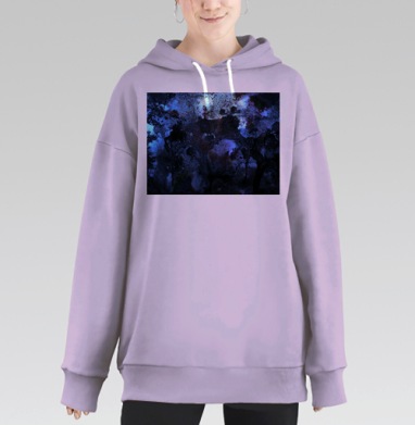 Абстракция Зоопарк, Hoodie Long Oversize Fiolet