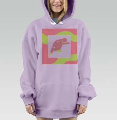 Абстрактный кот с пятнами на светлом фоне абстрактный котик, Hoodie Mjhigh Dig Mel, Fiolet, утепленная