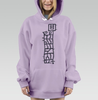 Абстрактный лабиринт серых линий на сером фоне, Hoodie Mjhigh Dig Mel, Fiolet, утепленная