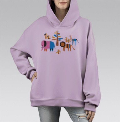Африканская саванна, Hoodie Mono Fiolet, оверсайз, утепленная
