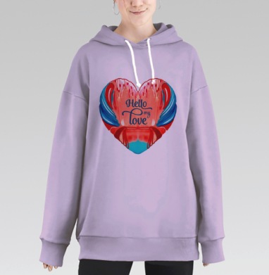 Акварельное сердце, Hoodie Long Oversize Fiolet