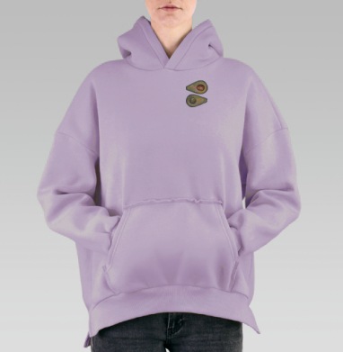 Акварельные половинки авокадо с косточкой и без, Hoodie Oversize Fiolet, утепленная