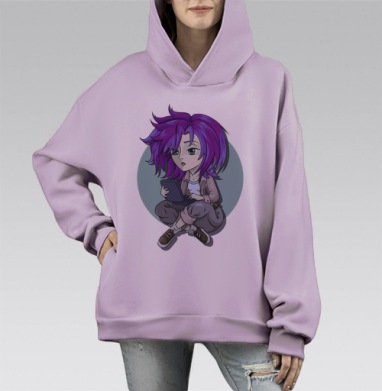 Amethyst reANIMEtion / Аметистовая реанимация аниме, Hoodie Mono Fiolet, оверсайз, утепленная